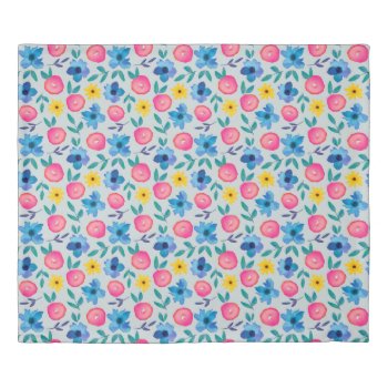 Bright Watercolor Spring Flowers Duvet Cover by DesignByLang at Zazzle