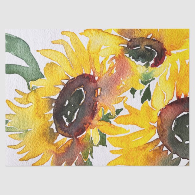 Bright Watercolor Sunflower Fabulous 50 Tissue Paper (Front)