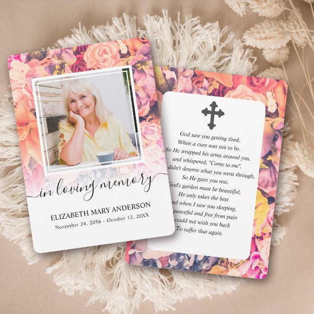 Bright Watercolor Sympathy Funeral Prayer Card (Creator Uploaded)