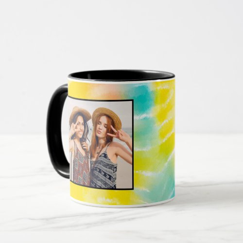 Bright Watercolor Tie Dye Custom Photo Mug