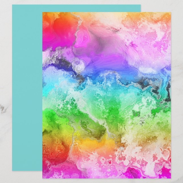 Bright Watercolor Wash 8.5x11 Scrapbook Paper (Front/Back)