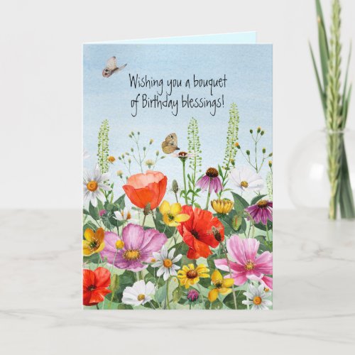 Bright watercolor wild flowers scripture card