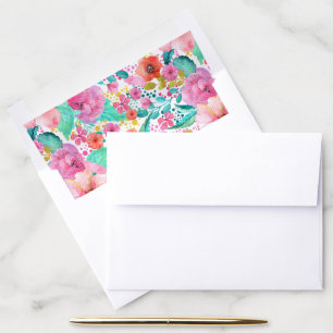 Bright watercolors flowers pattern envelope liner