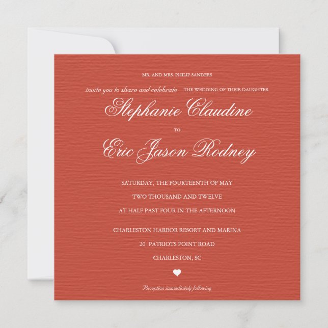 Bright Watermelon and garden wedding invitation (Front)