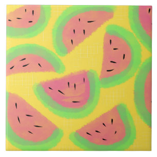 Bright Watermelon Yellow Pink Ceramic Tile