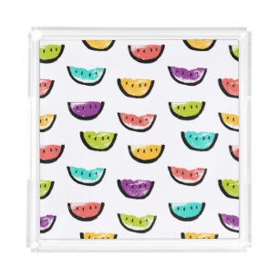 Bright watermelons: colorful seamless pattern. acrylic tray