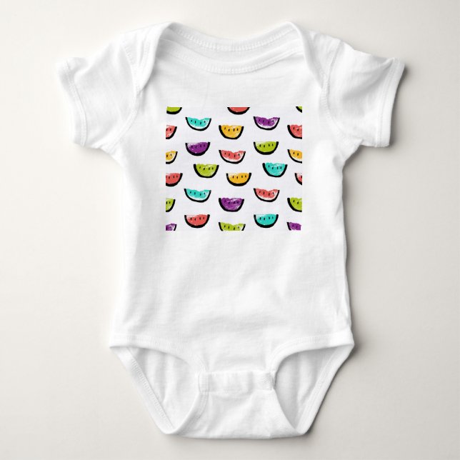 Bright watermelons: colorful seamless pattern. baby bodysuit (Front)