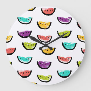 Bright watermelons: colorful seamless pattern. large clock