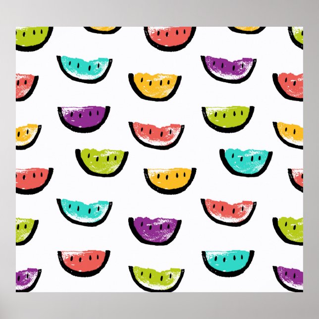 Bright watermelons: colorful seamless pattern. poster (Front)