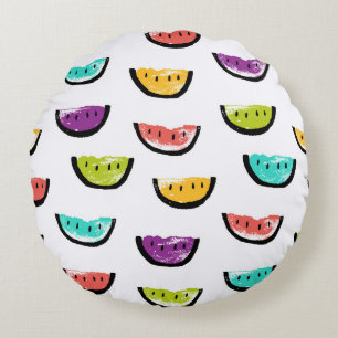 Bright watermelons: colorful seamless pattern. round pillow
