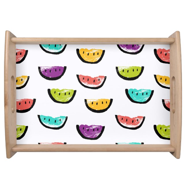 Bright watermelons: colorful seamless pattern. serving tray (Front)