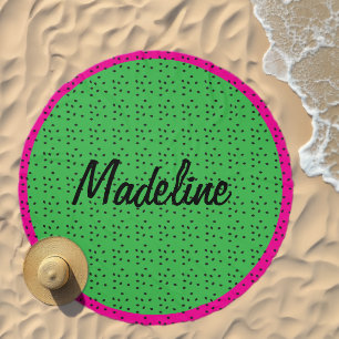 Bright Watermelons stripes Name Beach Towel