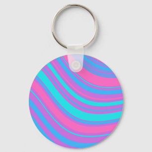 Bright Wavy Retro Pattern Keychain
