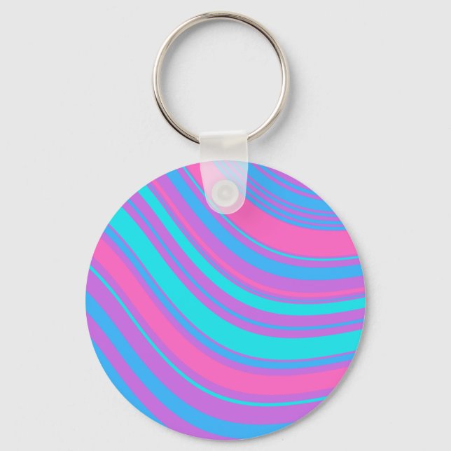 Bright Wavy Retro Pattern Keychain (Front)