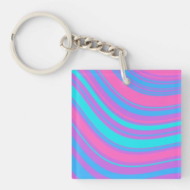 Bright Wavy Retro Pattern    Keychain (Front)