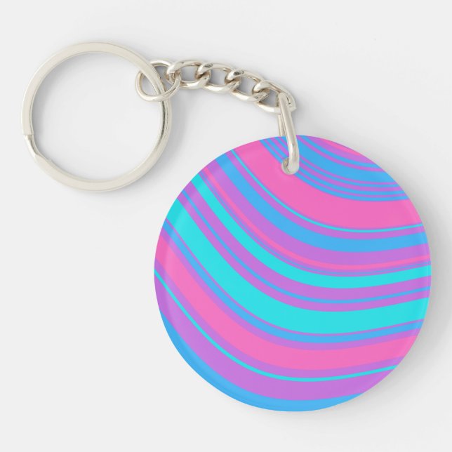 Bright Wavy Retro Pattern     Keychain (Front)