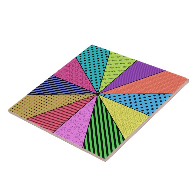 Bright Wedges of Pattern Ceramic Tile (Side)