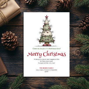 Bright Whimsical Christmas Tree Watercolor Card