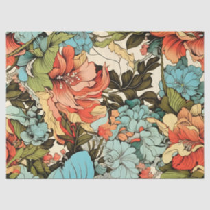 Bright Whimsical Floral Vintage Inspired Tissue Paper