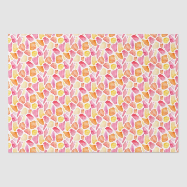 Bright Whimsical Giraffe Print Pink Orange Yellow Tissue Paper (Front)
