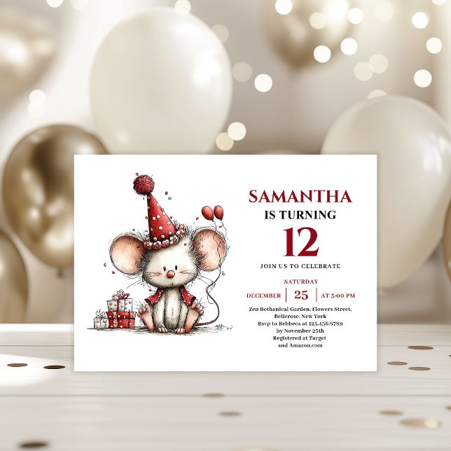 Bright Whimsical mouse Birthday Edit kids birthday Invitation (Bright Whimsical animals Birthday Edit kids birthday invitation

)