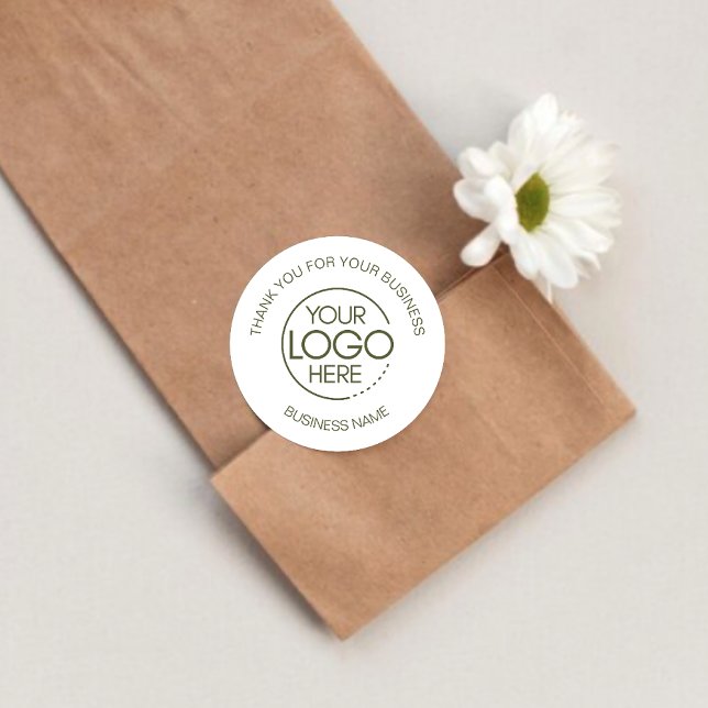 Bright White Business Thank You Classic Round Sticker (Creator Uploaded)