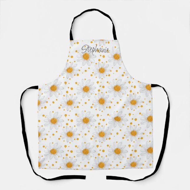 Bright White Daisies with Yellow Centers Apron (Front)