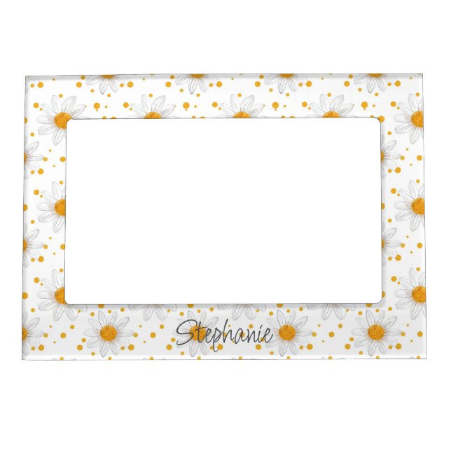 Bright White Daisies with Yellow Centers Magnetic Frame (Front)