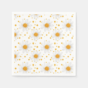 Bright White Daisies with Yellow Centers Napkins