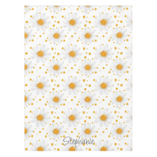 Bright White Daisies with Yellow Centers Tablecloth