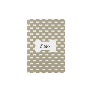 Bright White Dog Bones On khaki Beige Background Passport Holder
