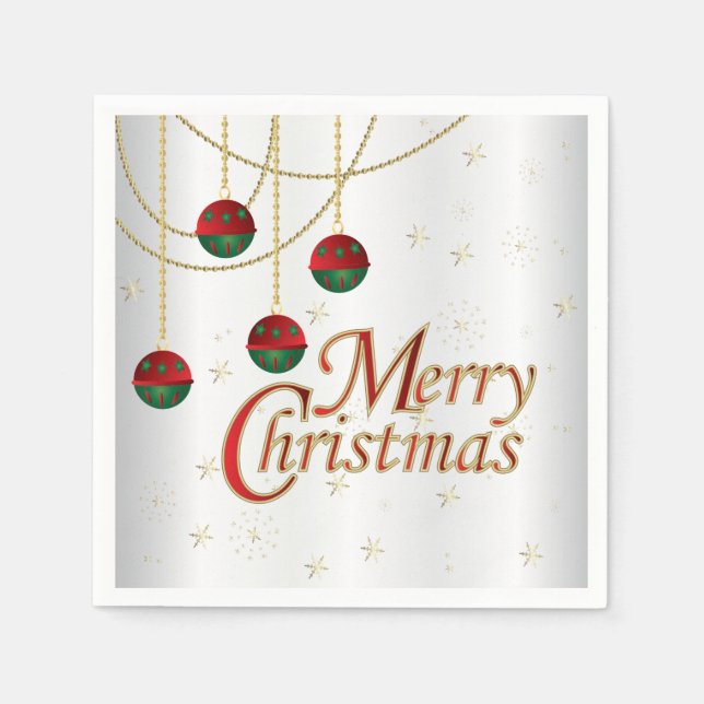 Bright White Merry Christmas Paper Napkins (Front)