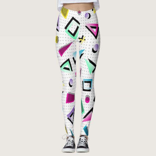 Bright White Pop Art 1980s Leggings