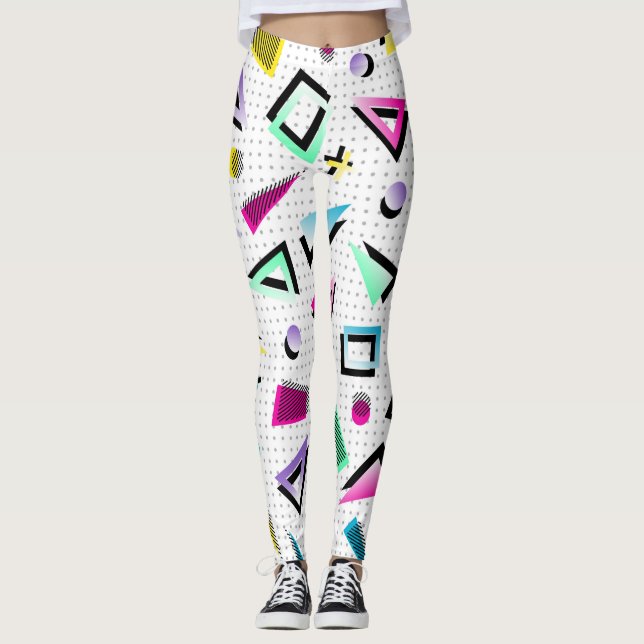 Bright White Pop Art 1980s Leggings (Front)