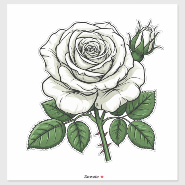 Bright White Rose Sticker (Sheet)