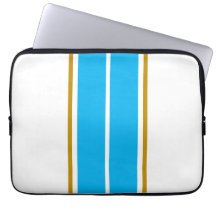 Bright Wide Twin Sky Blue Racing Stripes On White