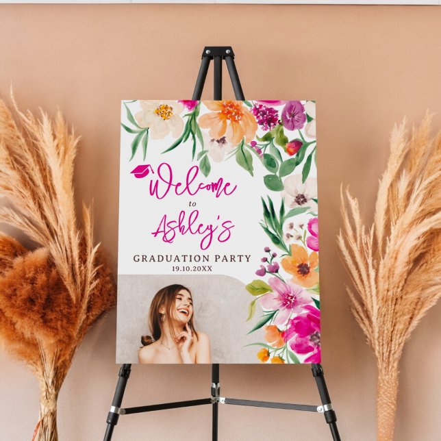 Bright wild flowers photo graduation welcome foam board (Bright wild flowers photo graduation welcome foam board)