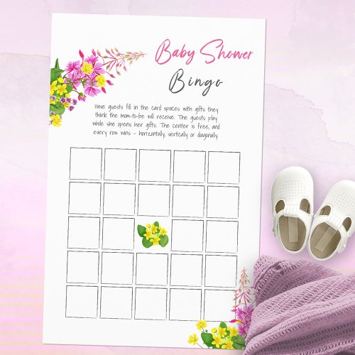 Bright Wildflower Baby Shower Bingo Game