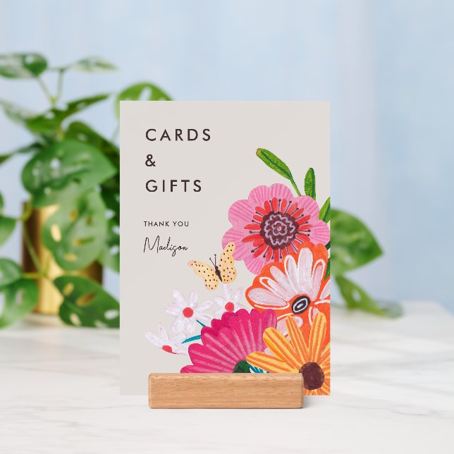 Bright Wildflower Bridal Shower Cards & Gifts sign Holder (Insitu 3)