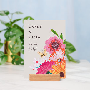 Bright Wildflower Bridal Shower Cards & Gifts sign Holder