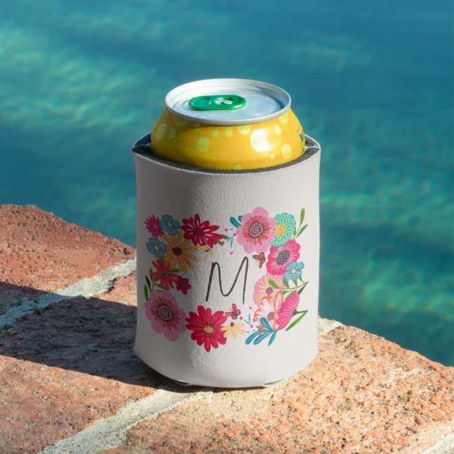 Bright Wildflower Bridal Shower Party Can Cooler (In Situ Pool)