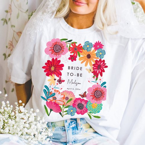 Bright Wildflower Bridal Shower Party T_Shirt