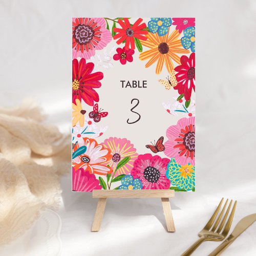 Bright Wildflower Bridal Shower Table Number