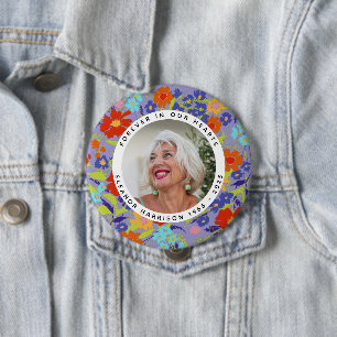 Bright Wildflower Memorial Photo Frame with Text Button
