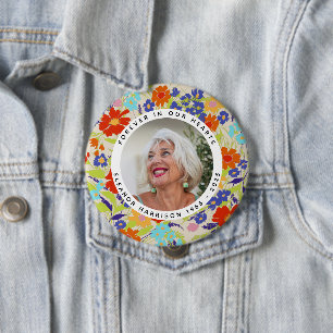 Bright Wildflower Memorial Photo Frame with Text Button