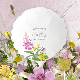 Bright Wildflower Script Baby Shower  Balloon