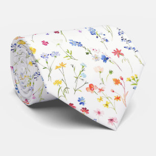 Bright Wildflowers Pattern Neck Tie