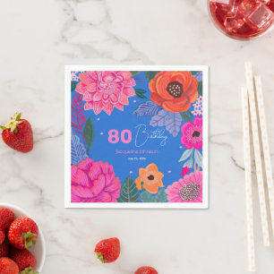 Bright Wildflowers Pink Blue Birthday party Napkins
