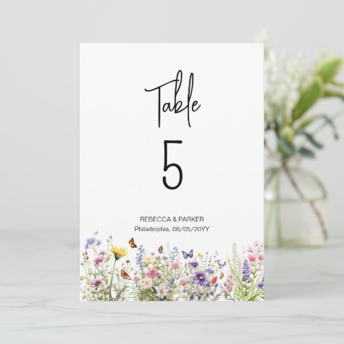 Bright Wildflowers Table Numbers