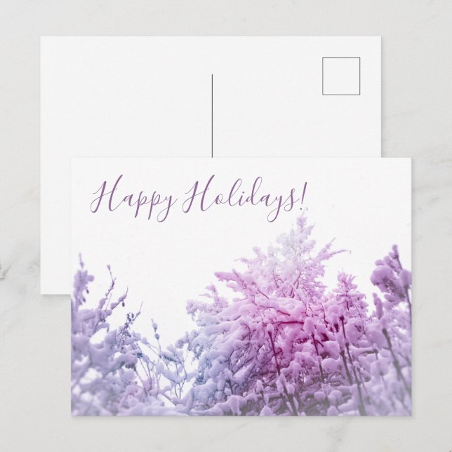 Bright Winter day Pink tinted Snowy trees Holiday Postcard (Front/Back)